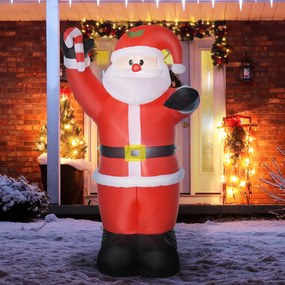 Pai Natal Insuflável 240 cm com Bengala Luzes LED e Insuflador Elétrico Decoração de Natal para Exterior e Interior Multicor