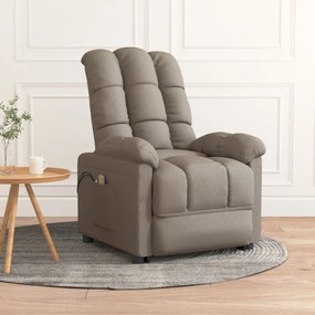 vidaXL Poltrona de massagens tecido cinzento-acastanhado