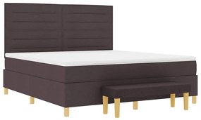 Cama Box com Colchão e Banco vidaXL Marrom Escuro 180x200 cm Tecido
