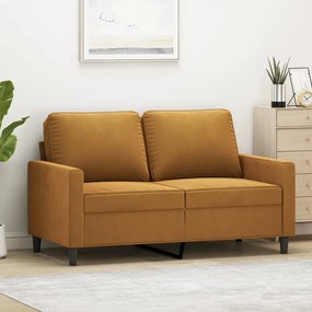 vidaXL Sofá de 2 lugares veludo 120 cm castanho