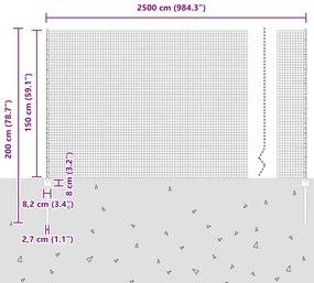 Cerca de Arame Reforçado com 22 Posts Cinza 1,5x25 m Aço