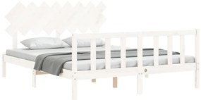 Cama sem colchão 160x200 cm madeira de pinho maciça branco