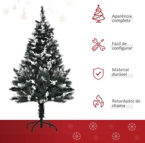 Árvore de Natal Artificial 120 cm com 222 Ramos 28 Decorações Suporte em Aço Dobrável e Base Destacável Verde