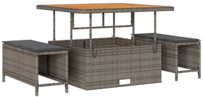 Conjunto de Sofás de Jardim vidaXL com Almofadas Cinzento Poly Rattan