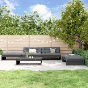 5pcs conjunto lounge jardim com almofadões madeira maciça preto