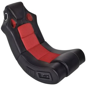 Cadeira de balanço musical de couro artificial preto vermelho
