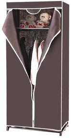 Roupeiro Guarda roupa de Pano Dobrável com Organizador de Roupa com varão 75x50x170cm Castanho