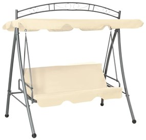 vidaXL Baloiço de jardim convertível com toldo branco areia
