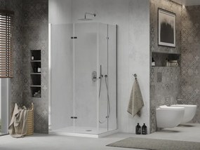 Mexen Lima Duo cabine de duche dobrável 80 x 70 cm, transparente, cromado + base de duche Flat - 856-080-070-01-02-4010