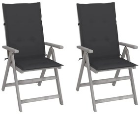 vidaXL Cadeiras jardim reclináveis c/ almofadões 2 pcs acácia maciça