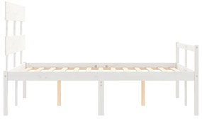 Estrutura de cama com cabeceira 120x200cm madeira maciça branco