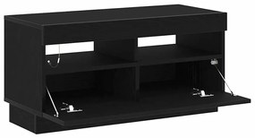 Armário de TV vidaXL com luzes LED Carvalho Preto 80x35x40 cm em madei