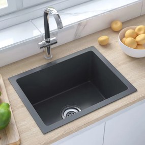vidaXL Lava-louça de cozinha artesanal aço inoxidável preto