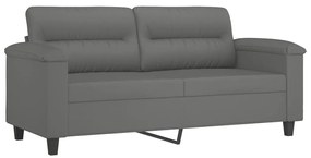 Sofá 2 lugares c/ almofadas 140 cm microfibra cinzento-escuro