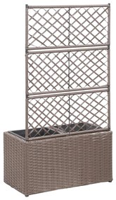Floreira com treliça e 2 vasos 58x30x107 cm vime PE castanho