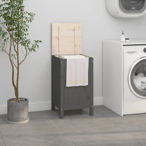823576 vidaXL Caixa para roupa 44x44x76 cm madeira de pinho maciça cinzento
