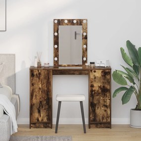 Mesa de Maquilhagem com Luzes LED Carvalho Fumado 102x33x135 cm