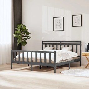 3100975 vidaXL Estrutura de cama super king 180x200 cm madeira maciça cinzento