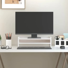 vidaXL Suporte para monitor 50x24x16 cm madeira de pinho maciça branco