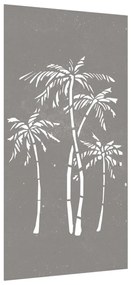 Decoração p/ muro de jardim 105x55cm aço corten design palmeira