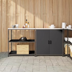 vidaXL Conjunto de Armazenamento de Cozinha com prateleira 2 pcs Preto