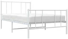 Estrutura de cama com cabeceira e pés 90x190 cm metal branco