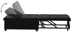 Sofá Cama 3 em 1 Retrátil Veludo Preto