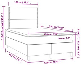 Cama boxspring com colchão 120x190 cm veludo preto