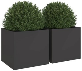 Vasos/floreiras 2 pcs 49x47x46 cm aço preto