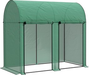 Estufa Pequena Estufa de Exterior com Porta Dupla com Fecho de Correr e Cobertura de PE 200x100x178 cm Verde