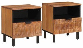 vidaXL Armário de Cabeceira com gaveta 2 pcs Castanho 40 x 33 x 46 cm