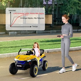 Carro elétrico com bateria de 12V para crianças UTV de 2 lugares com controlo remoto 2.4G Música de alta/baixa velocidade 3 a 8 anos 118 x 74 x 71 cm