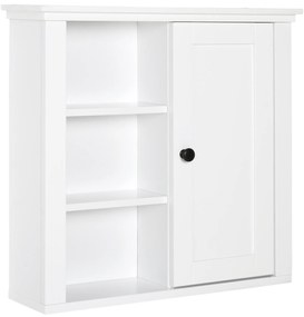 HOMCOM Armário de Banheiro 3 Níveis Abertos 1 Porta Espaço de Armazenamento 53x14,5x50,5 cm Design Elegante Branco | Aosom Portugal