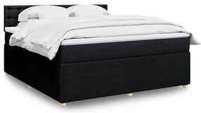 vidaXL Cama com molas/colchão 180x200 cm tecido preto