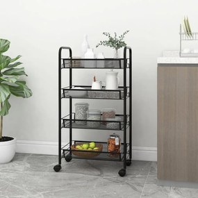 vidaXL Carrinho de cozinha com 4 prateleiras ferro 46x26x85 cm preto