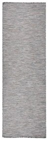 Tapete de tecido plano para exterior 80x250 cm castanho e azul