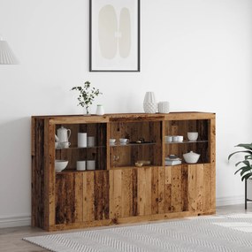 Buffet com Luzes LED Madeira Velha 181,5x37x100 cm Madeira Engenharia