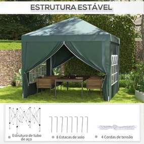 Tenda de Jardim com Paredes Laterais Amovíveis Janelas Porta com Zíper