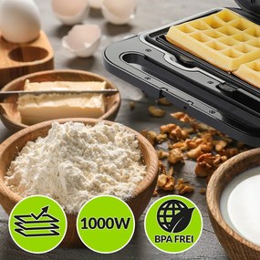 Grelhador de contacto XXL 3 em 1 de 1000 W, 25 x 23 x 10 cm Preto + Prateado