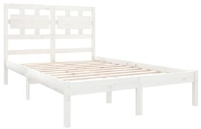 Estrutura de cama dupla 135x190 cm madeira maciça branco