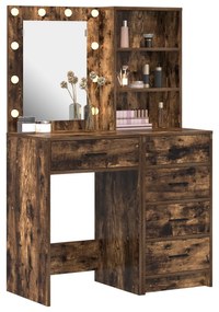 Conjunto de Mesa de Maquiagem de 2 Peças vidaXL com LED em Madeira de