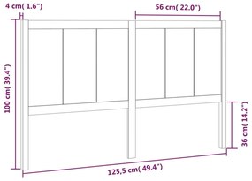 Cabeceira de cama 125,5x4x100 cm pinho maciço cinzento