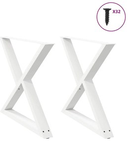 Pés para mesa de jantar 2 peças, branco, 90x(72-73,3) cm, aço