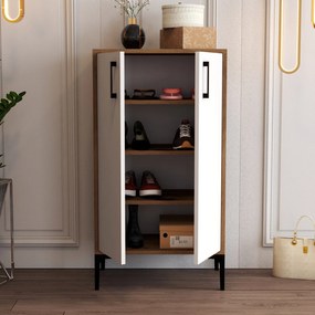 Sapateira Prag – Nogueira e Branco – 60 cm x 111 cm x 35 cm