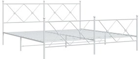 Estrutura de cama com cabeceira e pés 183x213 cm metal branco