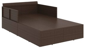 Espreguiçadeira c/ almofadões 182x118x63 cm vime PE castanho