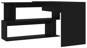 Secretária de canto 200x50x76 cm derivados de madeira preto