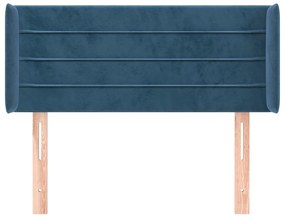 Cabeceira de cama c/ abas veludo 93x16x78/88 cm azul-escuro