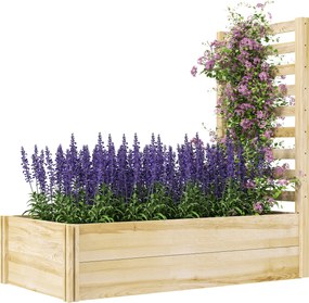 Floreira com treliça, floreira de jardim, 115 x 60 x 110 cm, efeito de madeira natural