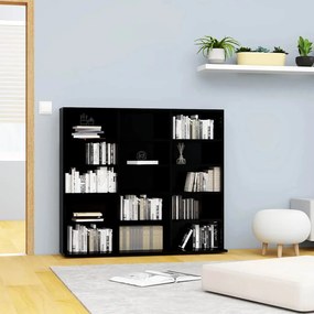 vidaXL Armário para CD 100x23x89,5 cm contraplacado preto brilhante